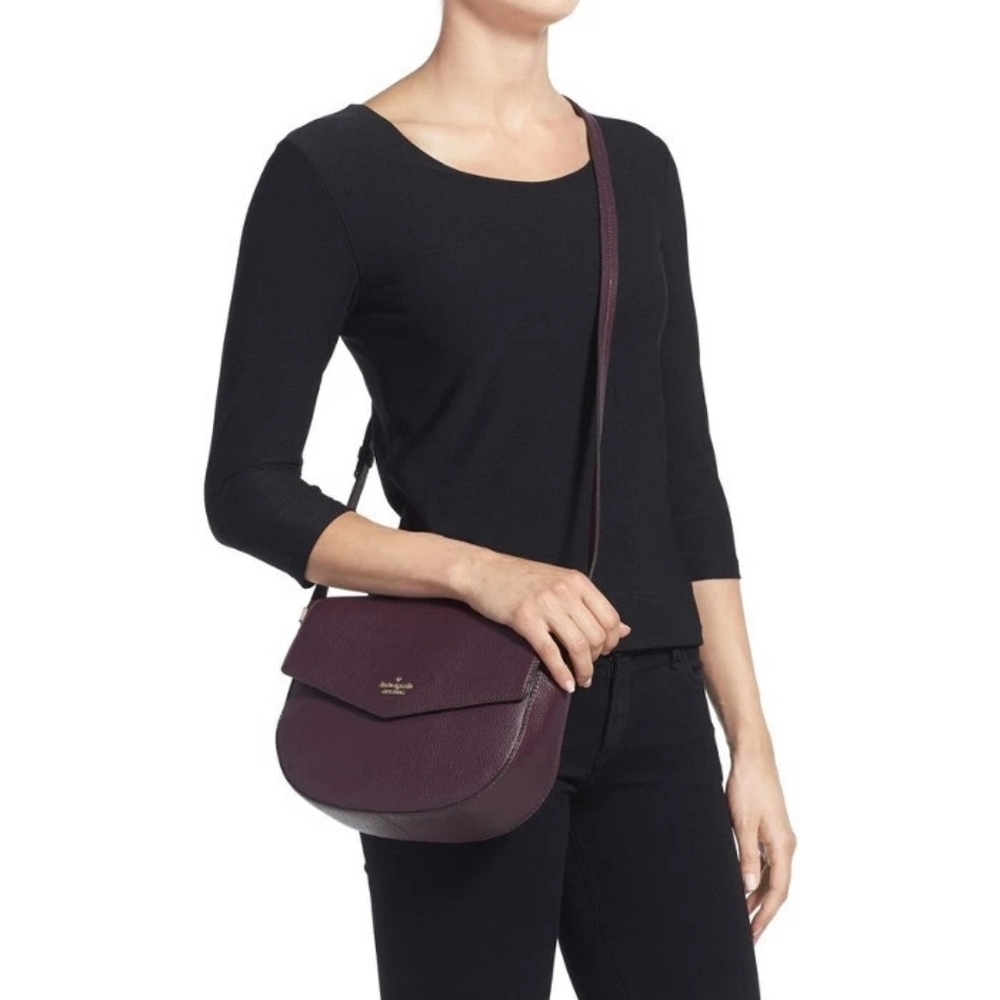 Kate Spade Spencer Court Lavinia Leather CrossbodyBag in Mahogany